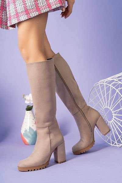 PASSAGE SHOES 7009 Дамски кожени ботуши на платформа с цип