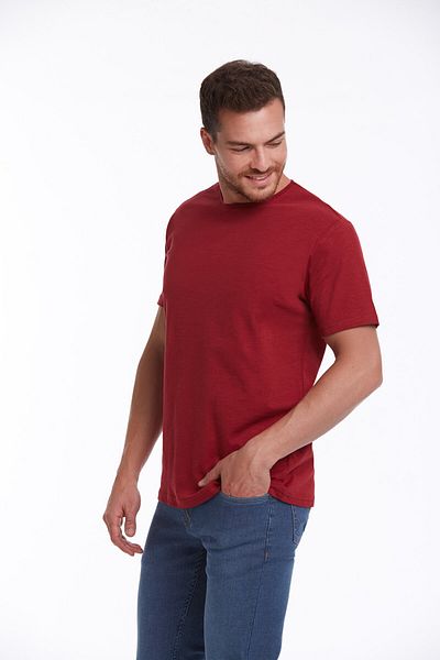 Hatemoğlu Red Slim Fit Crew Neck 100% Cotton T-Shirt