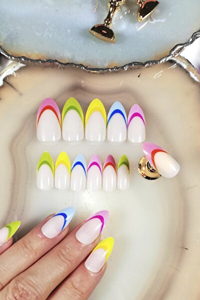 Nera Classy 12 Adet Badem French Takma Tırnak Ve Tak Çıkar Yapışkanlı