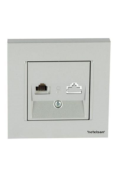 Netelsan Byobu Shiny Silver Telephone Numeris Plug Socket (cat-3) - Framed