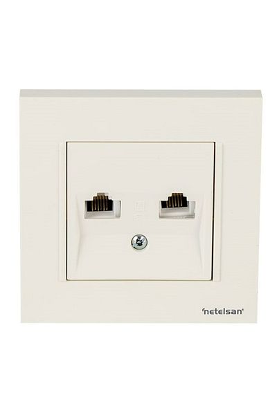 Netelsan Byobu White Data-numeris Phone Socket (cat3-cat6) - Framed