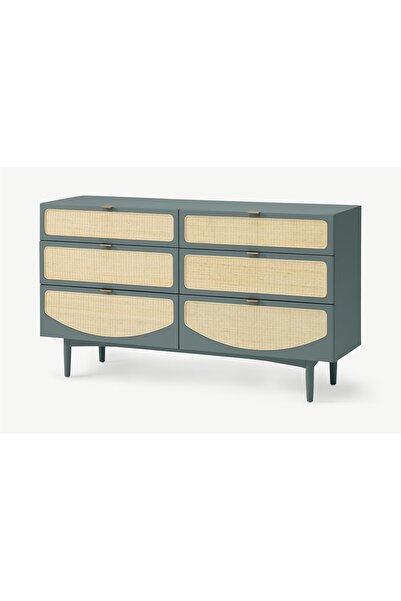 Romano Dizayn Hazeran Şifonyer Rmn 9145, Ahşap Lake & Okyanus Mavisi