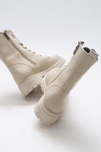 LuviShoes Γυναικείες μπότες Singa Beige Skin