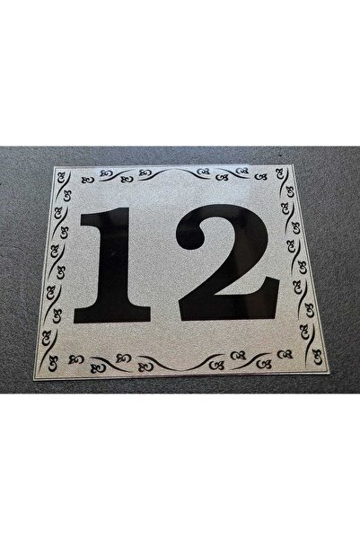 Genel Markalar Kapı Numarası 10x12 Cm Metalik Gümüş Gri Üzeri Siyah Baskı Ken...