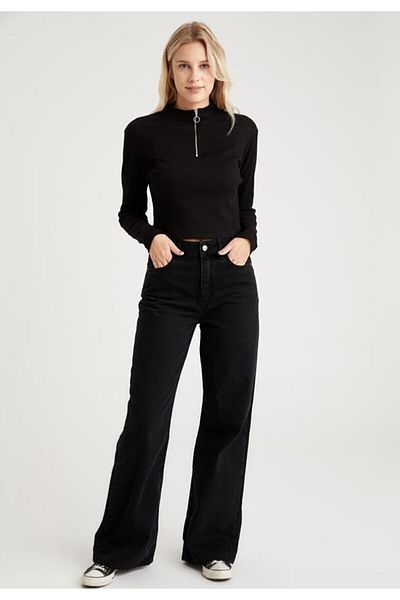 Trn JNS Pantaloni Palazzo cu blugi largi cu talie super înaltă din Lycra anilor 90