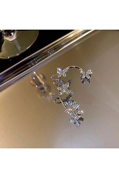 Bluokbeauty Kelebek Zircon Mücevher Metal Kristal Aksesuar Piercing Küpe