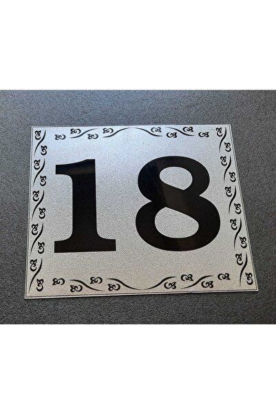 Genel Markalar Kapı Numarası 10x12 Cm Metalik Gümüş Gri Üzeri Siyah Baskı Ken...