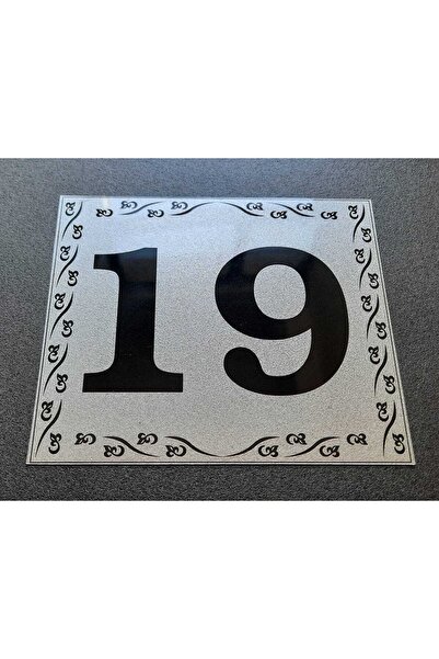 Genel Markalar Kapı Numarası 10x12 Cm Metalik Gümüş Gri Üzeri Siyah Baskı Kendinden Yapışkanlı No:19