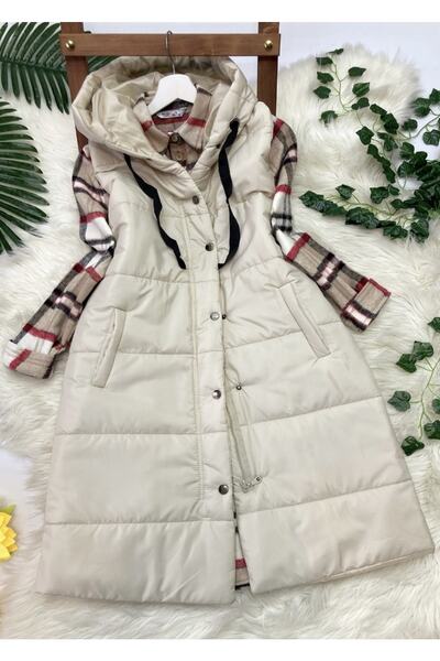 YILMAZBARMAZ Жіночий надувний жилет з капюшоном, бежевий