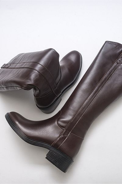 LuviShoes Γυναικείες μπότες από γνήσιο δέρμα Acro Brown Skin