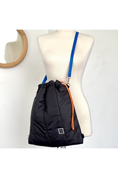 YOURHANDBAGS Siyah Torba Çanta L - Mavi Askılı