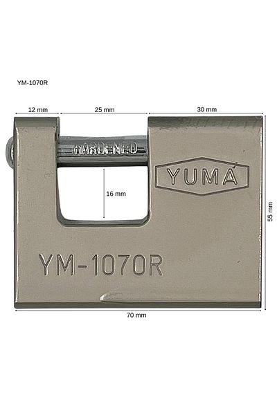 yuma kilit Yuma Padlock Sliding Shaft Horizontal Gray 70mm