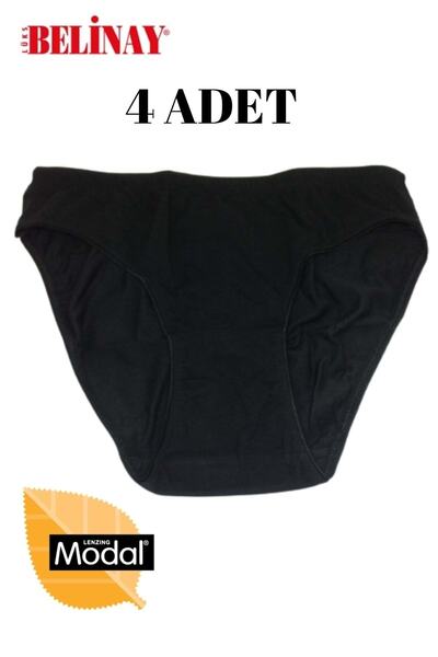 Belinay Πακέτο 4 Modal Γυναικεία Slip Panties 068 - Μαύρο - S
