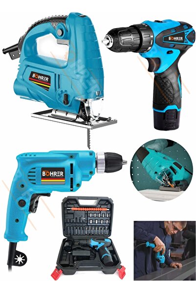 Genel Markalar 3'lü Pro Dekupaj Testere 10 Mm Vidalama Matkap 18v Şarjlı Vida...