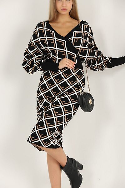 VERA LİFE Rochie de tricotaje de damă cu guler dublu