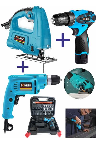 Genel Markalar Pro3 Dekupaj Testere 10 Mm Vidalama Matkap 18v Şarjlı Vidalama...