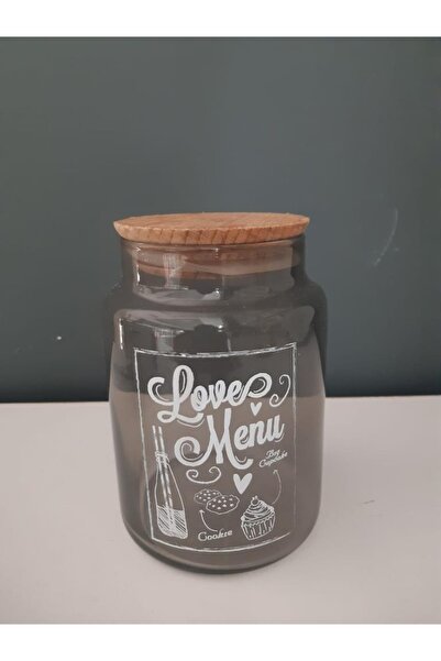 Tantitoni Love Menu Desenli Gri Cam Kavanoz 890 Ml
