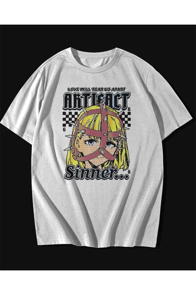 rebelberi Sinner Written Anime Manga Bdsm Tematică Oversize Unisex Tricou alb Tricou