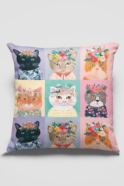Lizia Home Woven Cat Premium Thai Feather Fabric Double Sided Throw Pillow Pillow Case 43x43cm Krl457