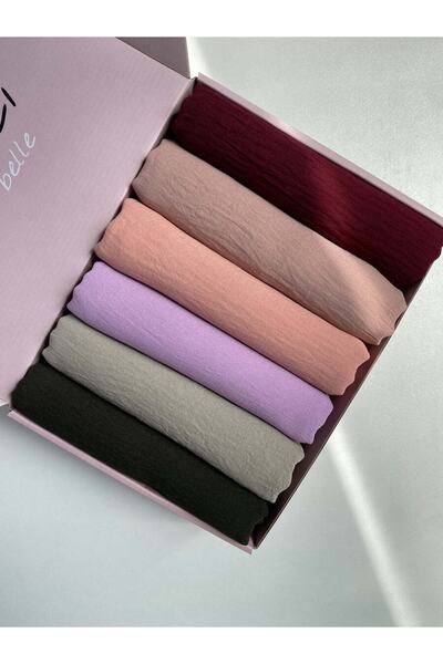 öz ergül Hijabchi 6’ Lı Pamuk Cotton Cazz Çeyiz Ve Hediye Şal Seti Jazz Şal S...