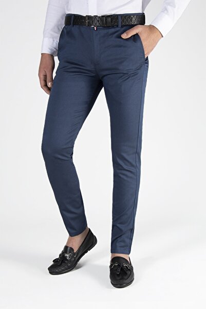 Terapi Men Erkek Slim Fit Petekli Italyan Kesim Keten Pantolon 21k-2200420-6 Gece Mavisi