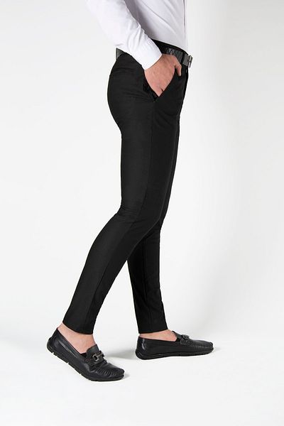 Terapi Men Black Slim Fit Linen Trousers - Italian Cut