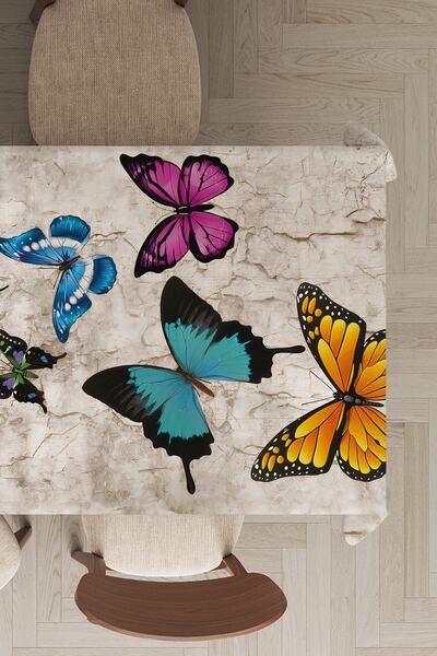 Lizia Home Tablecloth Stain Resistant Thai Feather Velvet Washable Stain Resistant Fabric Butterfly Mso130