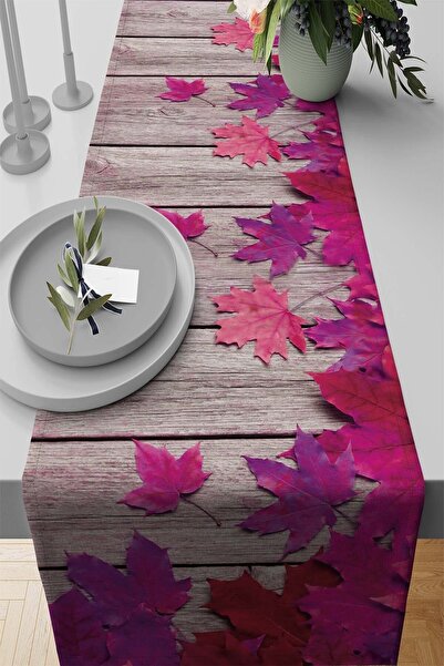 Lizia Home Față de masă din material textil rezistent la pete, cu pene de păsăre, țesut premium, 3d Çınar 40x140cm Rnr235