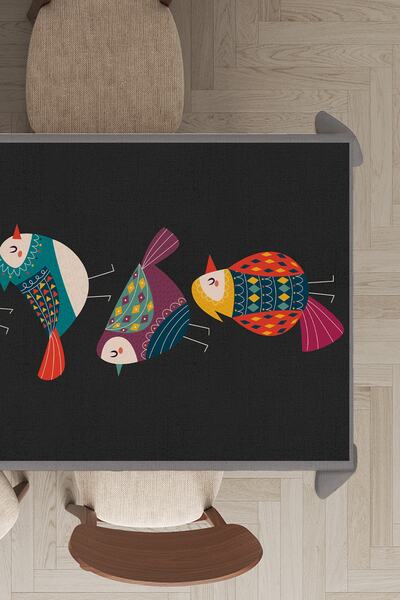 Lizia Home Stain-Repellent Foal Feather Velvet Washable Fabric Parrot Patterned Stain-Repellent Tablecloth Mso211