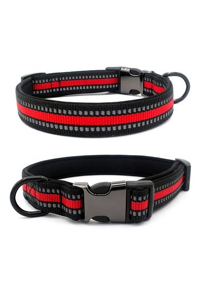 Mixpet Medium Breed Dog - Reflective Collar, Medium 2.5 Cm, Red 36-55 Cm