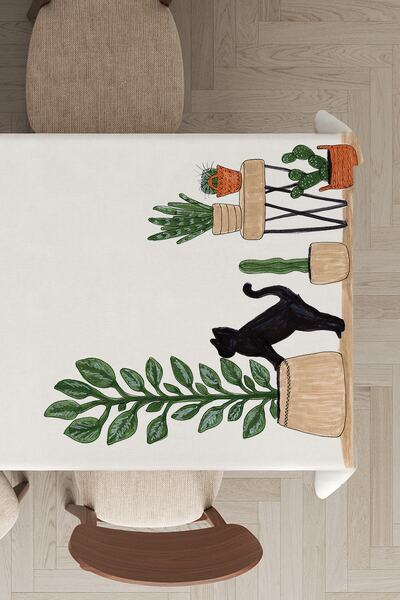 Lizia Home Stain Resistant Thai Feather Velvet Washable Fabric Cactus Patterned Stain Resistant Tablecloth Mso444