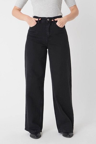 Trn JNS Pantaloni de damă, cu talie super înaltă, cu picior lat, blugi