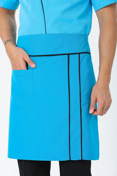 TIPTEKS Turquoise - Black Piping Chef Waist Apron
