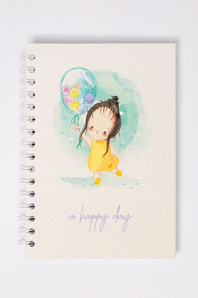 paperlab A5 Happy Day Checkered Spiral Hard Cover Notebook