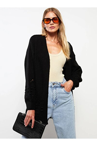 LC Waikiki Şal Yaka Kendinden Desenli Uzun Kollu Kadın Triko Hırka