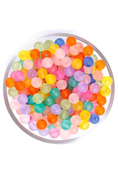 yfhobi 25 Gram - 8 Mm Buzlu Karışık Renk Plastik Boncuk, 1. Kalite Boncuk, ( ...