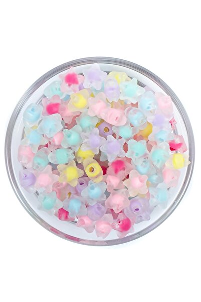 yfhobi 25 Gram - 11 Mm Buzlu Karışık Renk Yıldız Plastik Boncuk, 1. Kalite Bo...
