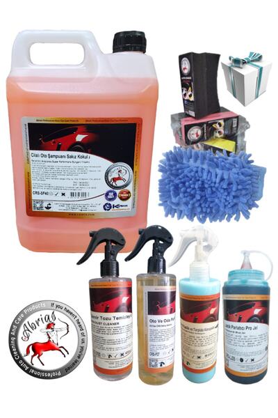 Abrias Demir Tozu Sakız Vinil Torpido Cilalı Şampuan Lastik Jel 5'li Paket