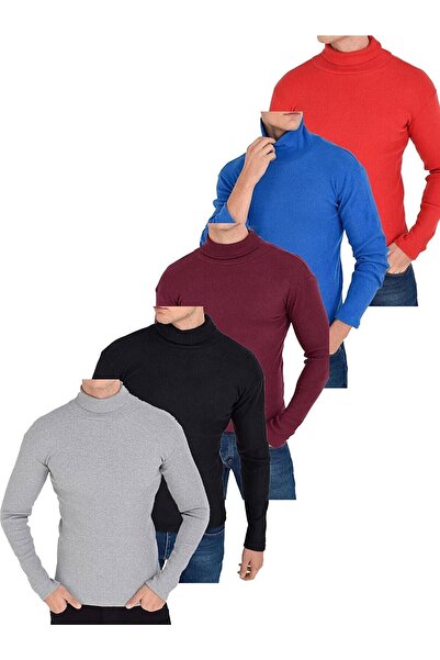 efraim giyim Pachet de 5 pulovere slim fit cu guler înalt