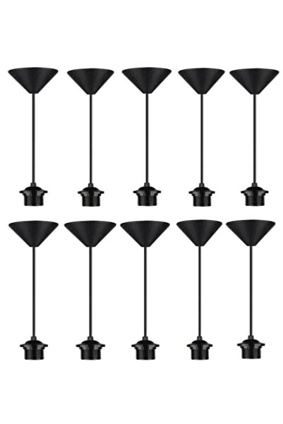 Modamonline Kablolu Sarkıt Avize E27 Duy Tesisatı 10 Adet Askı Takımı Siyah 7001