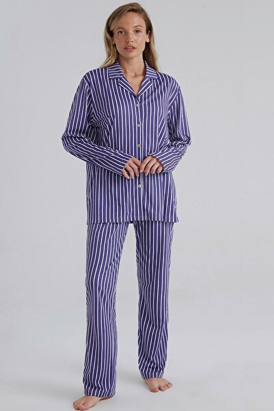 Eros 31810 طقم بيجامة قميص نسائي أرجواني طويل الأكمام