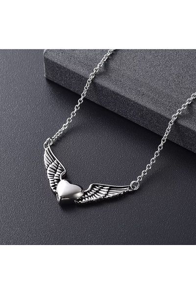 Köstebek Gothic Angel Wings Cremation Necklace