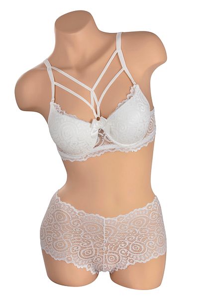 TuncayLea Lace Supported Cross Strap Bra Set