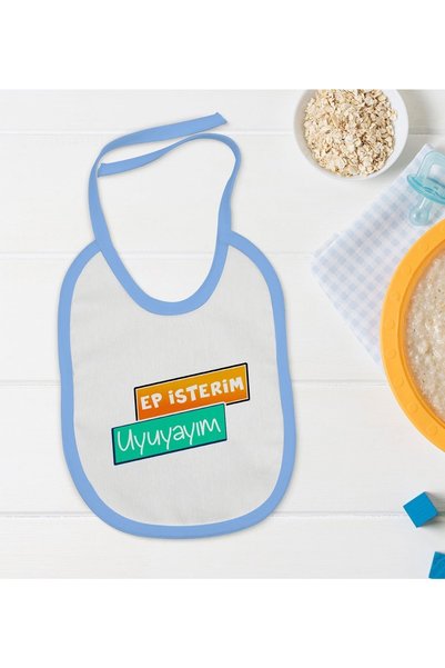 Bk Gift Kids Ep I Want Designed Blue Baby Food Bib-3