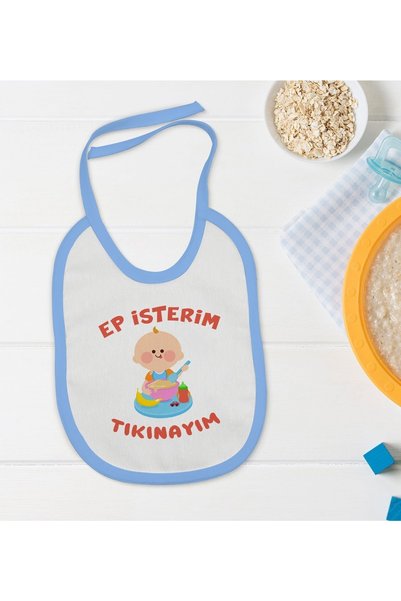 Bk Gift Designed Blue Baby Food Bib