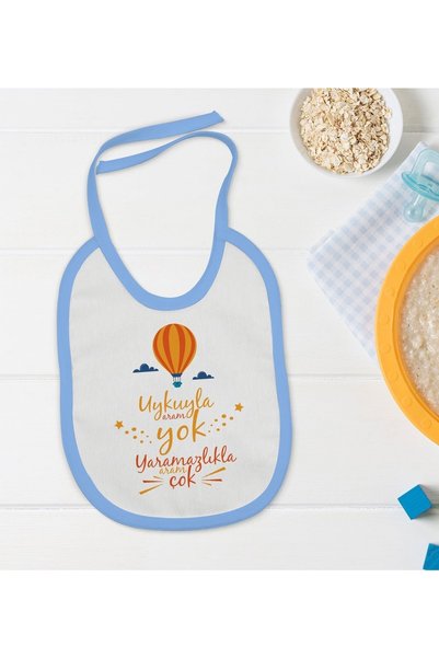 Bk Gift Kids No Sleep Designed Blue Baby Food Bib-1