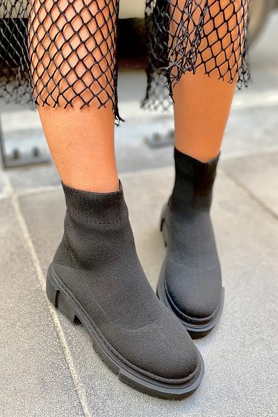 SHOEBELLAS Lenora Black Knitwear Γυναικείες Μπότες
