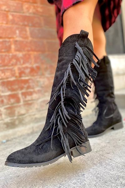 SHOEBELLAS Дамски ботуши на висок ток Barbara Black Dallas
