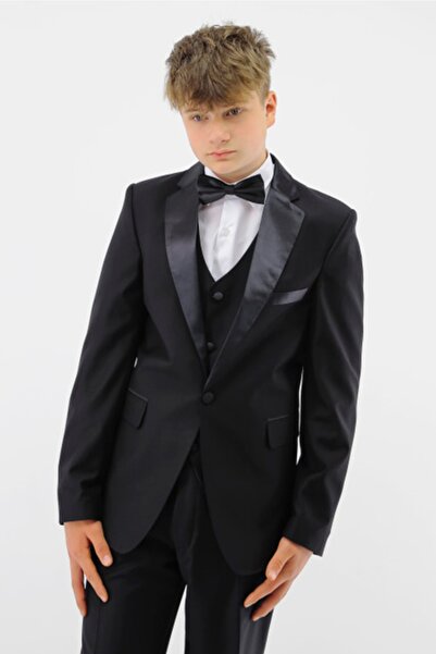 SIRRI Erkek Çocuk Klasik Siyah Saten Yaka Frak Takım Elbise
