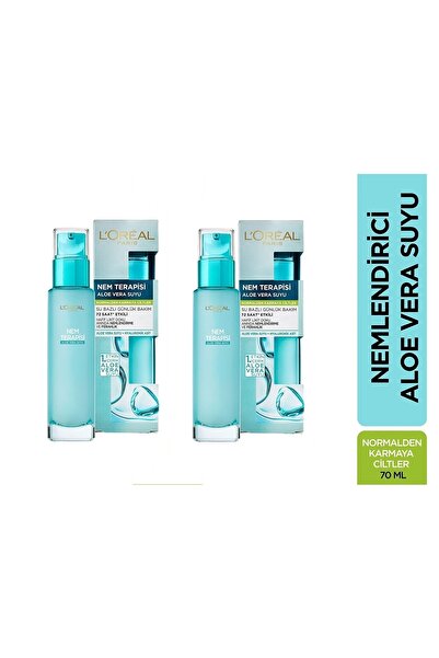 L'Oreal Paris Nem Terapisi Aloe Vera Suyu Normal-karma Ciltler Su Bazlı Günlük Bakım 70 Ml X 2 Adet